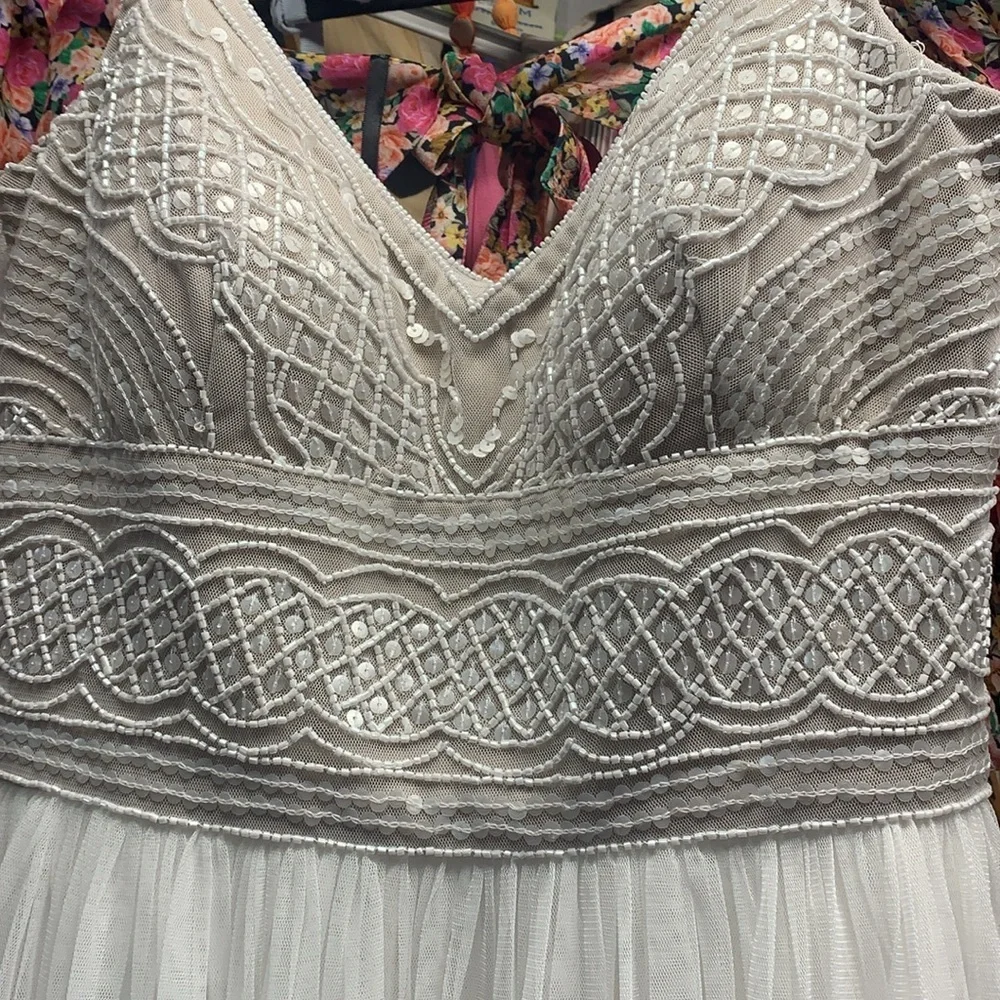 NWT Adrianna Papell x BHLDN Violetta Wedding Dress Gown Beaded Tulle 2 - Picture 2 of 5